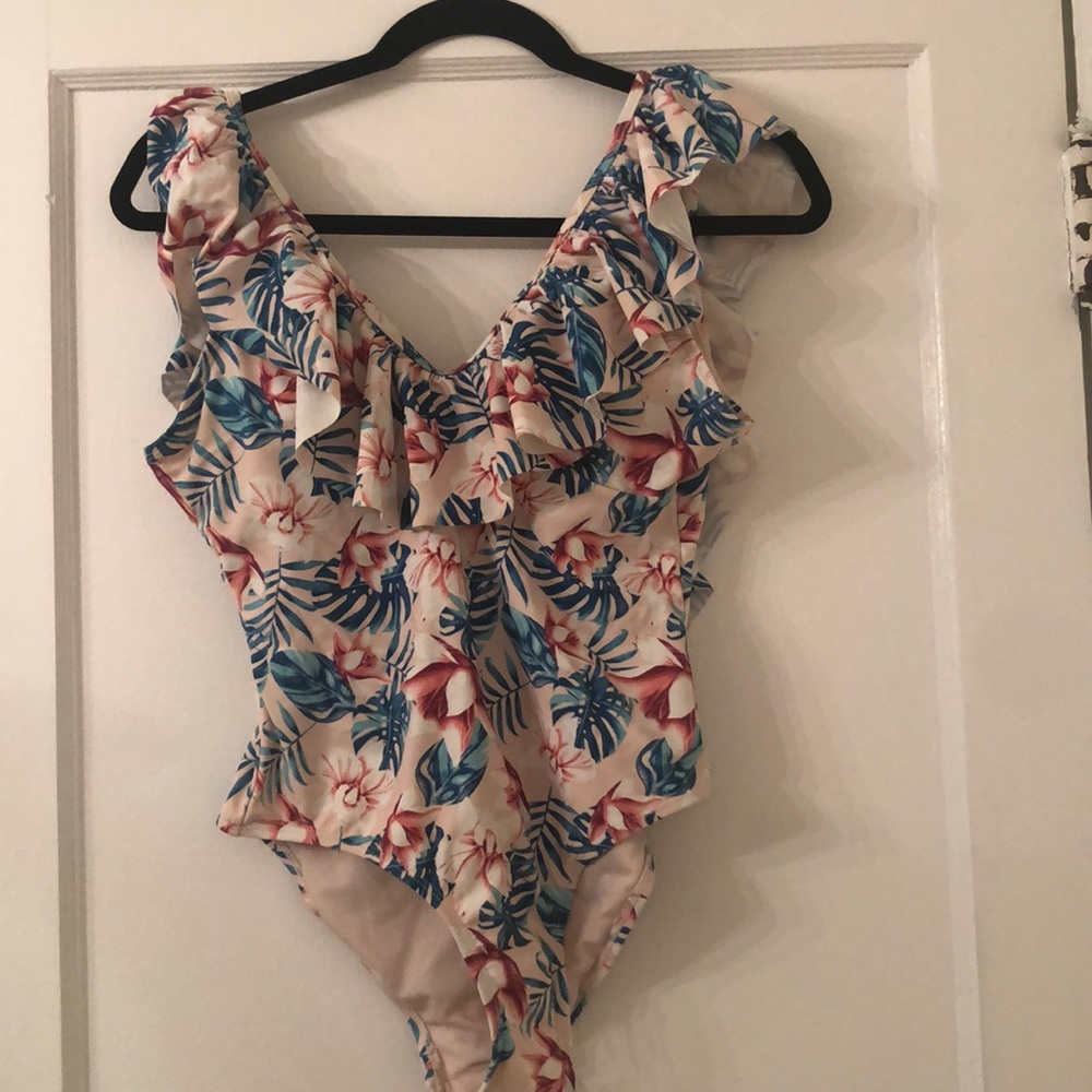 Floral one piece swim suit